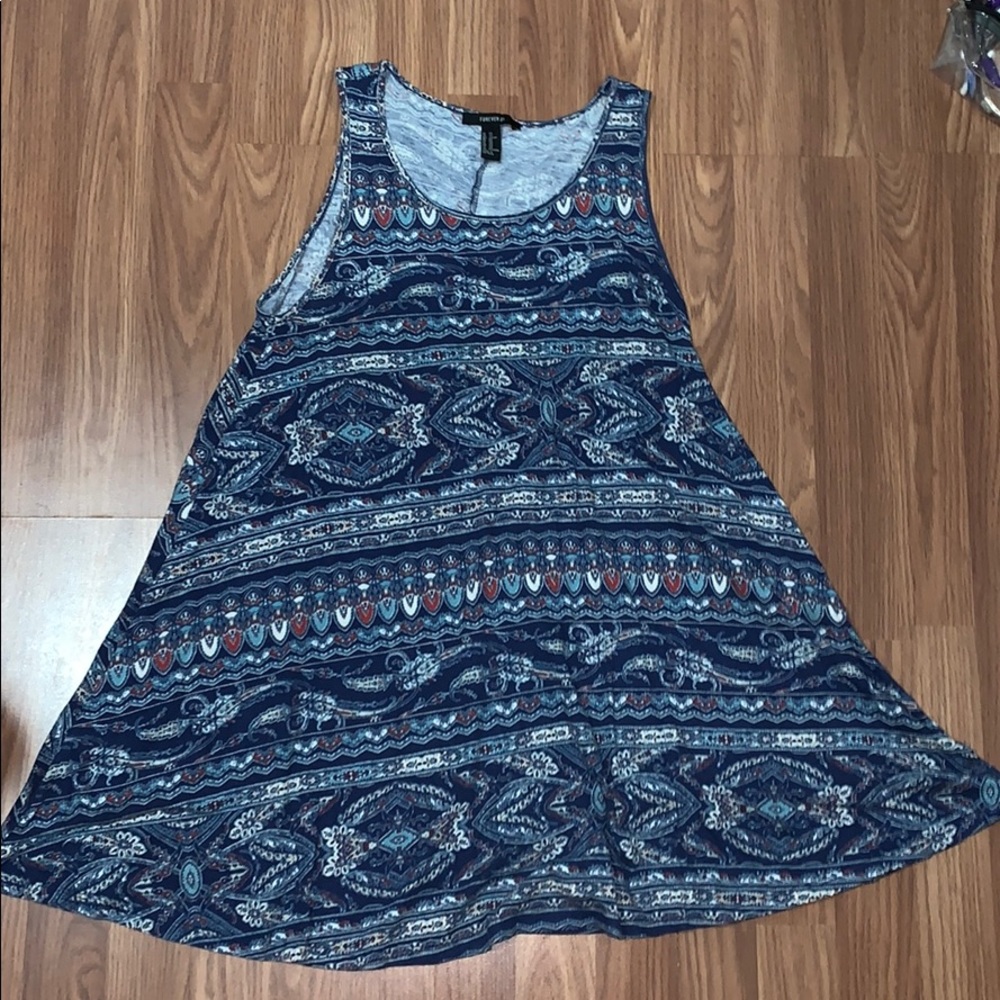 blue patterned dress